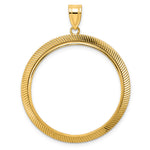 Lataa kuva Galleria-katseluun, 14K Yellow Gold Textured Scalloped 1 oz American Eagle Cat Krugerrand Coin Bezel Holder Pendant Prong Fits 32.7 mm Coins
