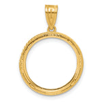 Lataa kuva Galleria-katseluun, 14K Yellow Gold Diamond Cut Squares 1/10 oz American Eagle Krugerrand Coin Bezel Holder Pendant Prong Fits 16.5 mm Coins
