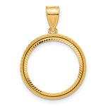 Lataa kuva Galleria-katseluun, 14K Yellow Gold Diamond Cut Squares 1/10 oz American Eagle Krugerrand Coin Bezel Holder Pendant Prong Fits 16.5 mm Coins

