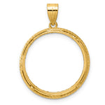 Kép betöltése a galériamegjelenítőbe: 14K Yellow Gold Diamond Cut Squares 1/4 oz American Eagle Panda 2 Rand US $5 Jamestown Coin Bezel Holder Pendant Prong Fits 22 mm Coins
