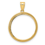 Kép betöltése a galériamegjelenítőbe: 14K Yellow Gold Diamond Cut Squares 1/4 oz American Eagle Panda 2 Rand US $5 Jamestown Coin Bezel Holder Pendant Prong Fits 22 mm Coins
