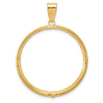 Load image into Gallery viewer, 14K Yellow Gold Diamond Cut Squares 1 oz American Eagle Cat Krugerrand Coin Bezel Holder Pendant Prong Fits 32.7 mm Coins

