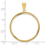 Load image into Gallery viewer, 14K Yellow Gold Diamond Cut Squares 1 oz American Eagle Cat Krugerrand Coin Bezel Holder Pendant Prong Fits 32.7 mm Coins
