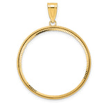 Load image into Gallery viewer, 14K Yellow Gold Diamond Cut Squares 1 oz American Eagle Cat Krugerrand Coin Bezel Holder Pendant Prong Fits 32.7 mm Coins
