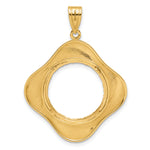 Load image into Gallery viewer, 14K Yellow Gold Diamond Cut Riptide Diagonal Riptide 1/10 oz American Eagle Krugerrand Coin Bezel Holder Pendant Prong Fits 16.5 mm Coins
