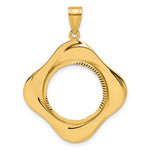 Load image into Gallery viewer, 14K Yellow Gold Diamond Cut Riptide Diagonal Riptide 1/10 oz American Eagle Krugerrand Coin Bezel Holder Pendant Prong Fits 16.5 mm Coins
