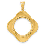 Indlæs billede til gallerivisning 14K Yellow Gold Diamond Cut Riptide Diagonal Riptide US Dime 1/10 oz Panda Cat Coin Bezel Holder Pendant Prong Fits 18 mm Coins
