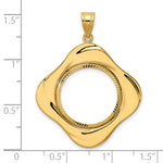 Indlæs billede til gallerivisning 14K Yellow Gold Diamond Cut Riptide Diagonal Riptide US Dime 1/10 oz Panda Cat Coin Bezel Holder Pendant Prong Fits 18 mm Coins
