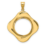 Indlæs billede til gallerivisning 14K Yellow Gold Diamond Cut Riptide Diagonal Riptide US Dime 1/10 oz Panda Cat Coin Bezel Holder Pendant Prong Fits 18 mm Coins

