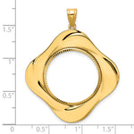 Kép betöltése a galériamegjelenítőbe: 14K Yellow Gold Diamond Cut Riptide Diagonal Riptide 1/4 oz American Eagle Panda 2 Rand US $5 Jamestown Coin Bezel Holder Pendant Prong Fits 22 mm Coins
