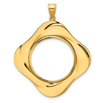Kép betöltése a galériamegjelenítőbe: 14K Yellow Gold Diamond Cut Riptide Diagonal Riptide 1/4 oz American Eagle Panda 2 Rand US $5 Jamestown Coin Bezel Holder Pendant Prong Fits 22 mm Coins
