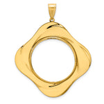 Kép betöltése a galériamegjelenítőbe: 14K Yellow Gold Diamond Cut Riptide Diagonal Riptide 1/2 oz American Eagle Panda US $10 Dollar Liberty Indian Coin Bezel Holder Pendant Prong Fits 27 mm Coins
