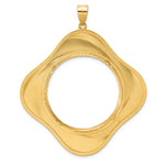 Kép betöltése a galériamegjelenítőbe: 14K Yellow Gold Diamond Cut Riptide Diagonal Riptide 1 oz American Eagle Cat Krugerrand Coin Bezel Holder Pendant Prong Fits 32.7 mm Coins
