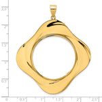 Kép betöltése a galériamegjelenítőbe: 14K Yellow Gold Diamond Cut Riptide Diagonal Riptide 1 oz American Eagle Cat Krugerrand Coin Bezel Holder Pendant Prong Fits 32.7 mm Coins
