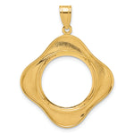 Kép betöltése a galériamegjelenítőbe: 14K Yellow Gold Riptide Diagonal Riptide 1/10 oz American Eagle Krugerrand Coin Bezel Holder Pendant Prong Fits 16.5 mm Coins

