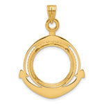 Load image into Gallery viewer, 14K Yellow Gold Diamond Cut Ships Anchor 1/10 oz American Eagle Krugerrand Coin Bezel Holder Pendant Prong Fits 16.5 mm Coins

