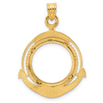 將圖片載入圖庫檢視器 14K Yellow Gold Diamond Cut Ships Anchor US Dime 1/10 oz Panda Cat Coin Bezel Holder Pendant Prong Fits 18 mm Coins
