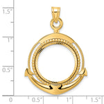 將圖片載入圖庫檢視器 14K Yellow Gold Diamond Cut Ships Anchor US Dime 1/10 oz Panda Cat Coin Bezel Holder Pendant Prong Fits 18 mm Coins
