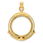 Lade das Bild in den Galerie-Viewer, 14K Yellow Gold Diamond Cut Ships Anchor 1/4 oz American Eagle Panda 2 Rand US $5 Jamestown Coin Bezel Holder Pendant Prong Fits 22 mm Coins
