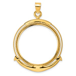 Indlæs billede til gallerivisning 14K Yellow Gold Diamond Cut Ships Anchor 1 oz American Eagle Cat Krugerrand Coin Bezel Holder Pendant Prong Fits 32.7 mm Coins
