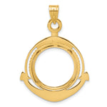 Charger l'image dans la galerie, 14K Yellow Gold Beaded Ships Anchor 1/10 oz American Eagle Krugerrand Coin Bezel Holder Pendant Prong Fits 16.5 mm Coins
