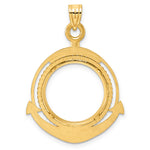 Load image into Gallery viewer, 14K Yellow Gold Beaded Ships Anchor US Dime 1/10 oz Panda Cat Coin Bezel Holder Pendant Prong Fits 18 mm Coins

