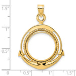 Load image into Gallery viewer, 14K Yellow Gold Beaded Ships Anchor US Dime 1/10 oz Panda Cat Coin Bezel Holder Pendant Prong Fits 18 mm Coins
