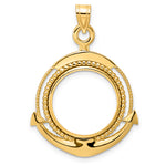 Load image into Gallery viewer, 14K Yellow Gold Beaded Ships Anchor US Dime 1/10 oz Panda Cat Coin Bezel Holder Pendant Prong Fits 18 mm Coins
