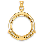 이미지를 갤러리 뷰어에 로드 , 14K Yellow Gold Beaded Ships Anchor 1/4 oz American Eagle Panda 2 Rand US $5 Jamestown Coin Bezel Holder Pendant Prong Fits 22 mm Coins
