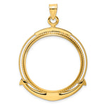 Load image into Gallery viewer, 14K Yellow Gold Beaded Ships Anchor 1 oz American Eagle Cat Krugerrand Coin Bezel Holder Pendant Prong Fits 32.7 mm Coins
