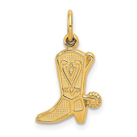14k Yellow Gold Boot with Spur Pendant Charm