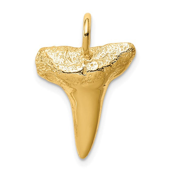 14k Yellow Gold Shark Tooth Pendant Charm