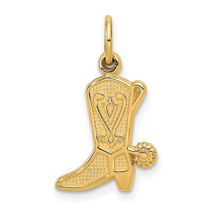 14k Yellow Gold Boot with Spur Pendant Charm