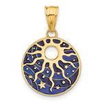Load image into Gallery viewer, 14k Yellow Gold Enamel Celestial Sun Stars Cosmos Cosmic Pendant Charm
