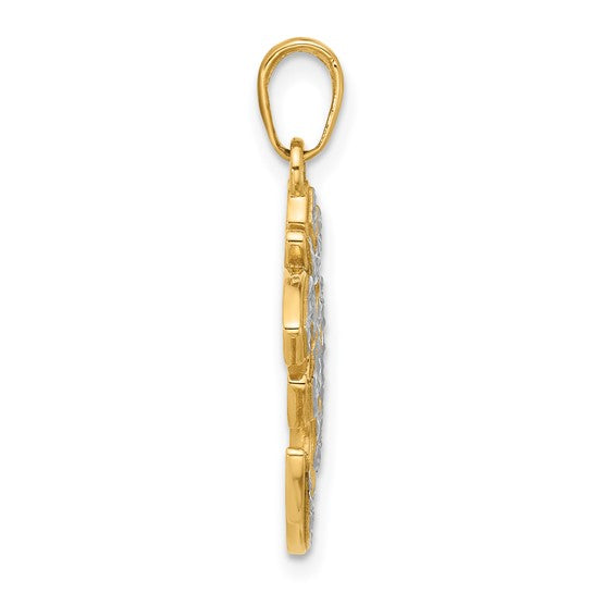 14k Yellow Gold and Rhodium Om Symbol Pendant Charm