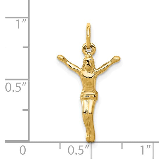 14k Yellow Gold Corpus Crucified Christ Pendant Charm