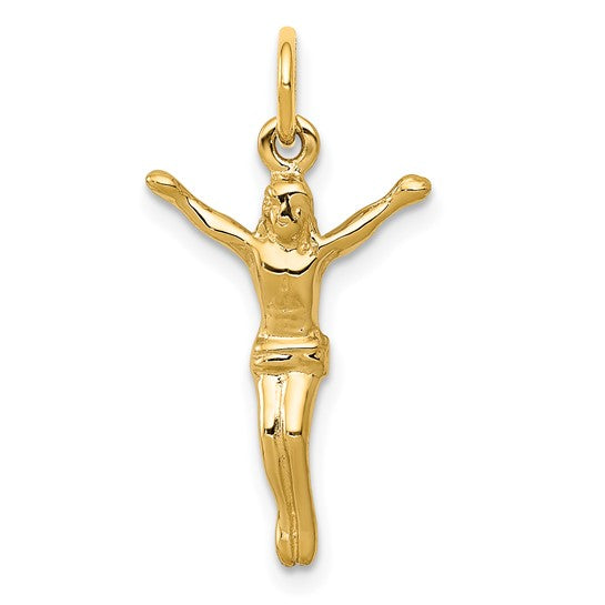 14k Yellow Gold Jesus Christ Crucified Pendant Charm
