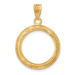 Charger l'image dans la galerie, 10K Yellow Gold Beaded 1/10 oz American Eagle Krugerrand Coin Bezel Holder Pendant Prong Fits 16.5 mm Coins
