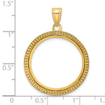 Load image into Gallery viewer, 10K Yellow Gold Beaded 1/4 oz American Eagle Panda 2 Rand US $5 Jamestown Coin Bezel Holder Pendant Prong Fits 22 mm Coins
