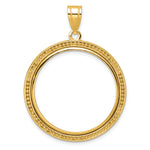 Carregar imagem no visualizador da galeria, 10K Yellow Gold Beaded 1/2 oz American Eagle Panda US $10 Dollar Liberty Indian Coin Bezel Holder Pendant Prong Fits 27 mm Coins
