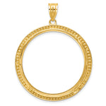 Carregar imagem no visualizador da galeria, 10K Yellow Gold Beaded 1 oz American Eagle Cat Krugerrand Coin Bezel Holder Pendant Prong Fits 32.7 mm Coins
