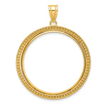 Carregar imagem no visualizador da galeria, 10K Yellow Gold Beaded 1 oz American Eagle Cat Krugerrand Coin Bezel Holder Pendant Prong Fits 32.7 mm Coins
