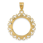 Load image into Gallery viewer, 14K Yellow Gold 1/10 oz American Eagle 1/10 oz Krugerrand Coin Holder Fancy Scalloped Border Prong Bezel Pendant Charm for 16.5mm Coins
