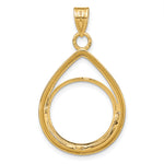 Charger l'image dans la galerie, 10K Yellow Gold Teardrop 1/10 oz American Eagle Krugerrand Coin Bezel Holder Pendant Prong Fits 16.5 mm Coins
