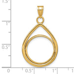 Charger l'image dans la galerie, 10K Yellow Gold Teardrop 1/10 oz American Eagle Krugerrand Coin Bezel Holder Pendant Prong Fits 16.5 mm Coins

