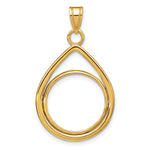 Charger l'image dans la galerie, 10K Yellow Gold Teardrop 1/10 oz American Eagle Krugerrand Coin Bezel Holder Pendant Prong Fits 16.5 mm Coins
