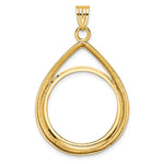 Charger l'image dans la galerie, 10K Yellow Gold Teardrop 1/4 oz American Eagle Panda 2 Rand US $5 Jamestown Coin Bezel Holder Pendant Prong Fits 22 mm Coins
