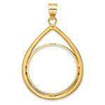 Charger l'image dans la galerie, 10K Yellow Gold Teardrop 1/2 oz American Eagle Panda US $10 Dollar Liberty Indian Coin Bezel Holder Pendant Prong Fits 27 mm Coins
