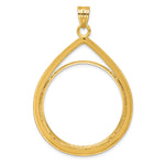 Load image into Gallery viewer, 10K Yellow Gold Teardrop 1 oz American Eagle Cat Krugerrand Coin Bezel Holder Pendant Prong Fits 32.7 mm Coins
