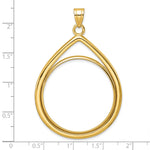 Load image into Gallery viewer, 10K Yellow Gold Teardrop 1 oz American Eagle Cat Krugerrand Coin Bezel Holder Pendant Prong Fits 32.7 mm Coins
